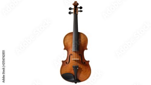 Fotografie Acoustic wooden violin with ebony fingerboard, isolated on transparent backgroun