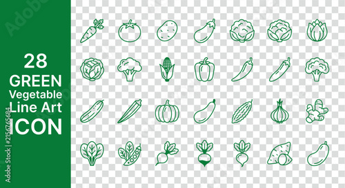 Vegetable Line Art Icon Set with Fresh Organic Food and Healthy Eating Symbols vector design.