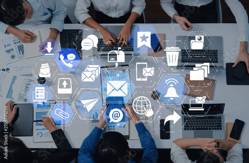 Bild auf Leinwand Email icons show digital communication, email service, and inbox management