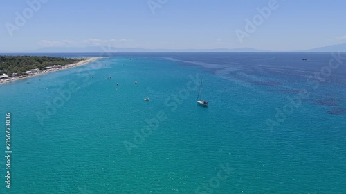 Possidi beach coastline with turquoise Aegean Sea waters