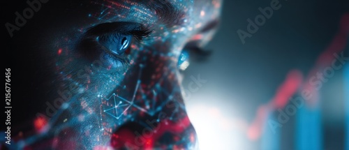 Womans eye with network data overlay