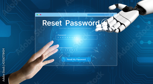 Принти на полотні An AI assistant guides the user through a secure password reset process