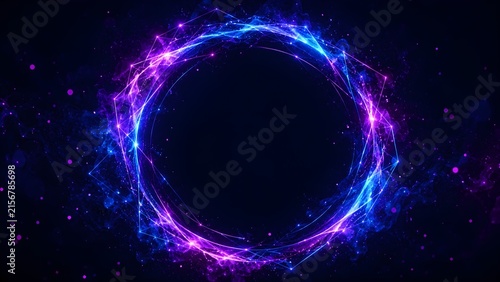 Circular Neon Sparkle Frame Background for Electronic Music Festival Web Banner