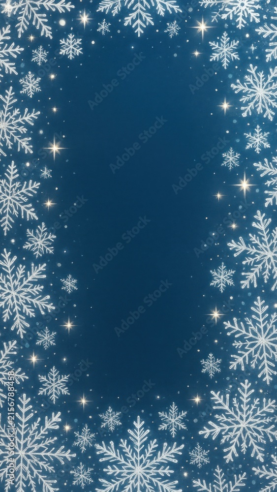 Fototapeta premium Elegant snowflakes on blue background.