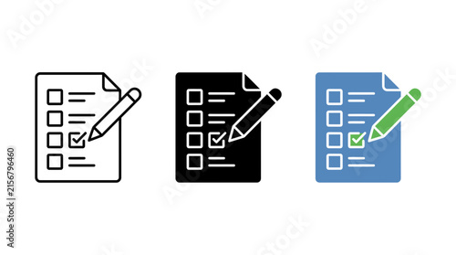 Checklist with pencil icon set checklist completed document questionnaire