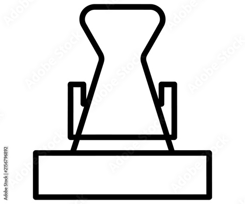 Minimalist binder clip icon, black outline stationery symbol, office supply line art for business documents and organization