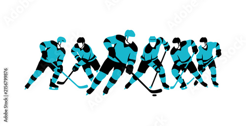 Canvas Print Ice Hockey Players Flat Vector Illustration