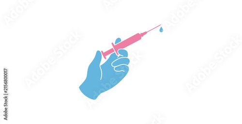 Hand in Medical Glove with Syringe Vector Illustration