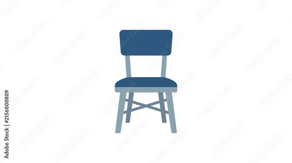 Fototapeta premium Blue wooden dining chair icon.