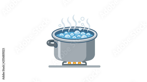 Boiling pot of water on stove top.