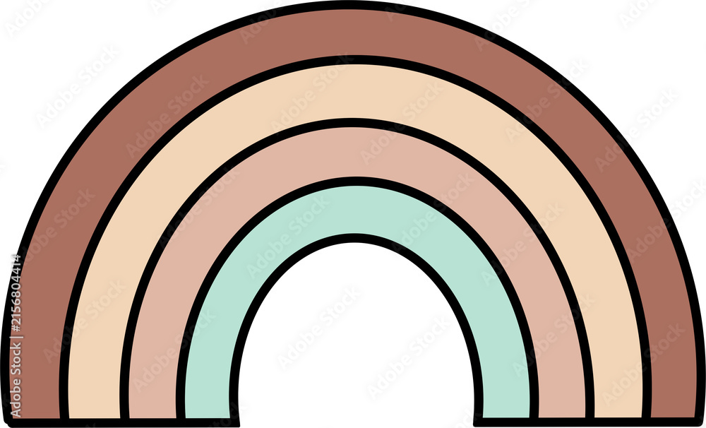 Fototapeta premium Cute pastel rainbow arch vector illustration on dark background