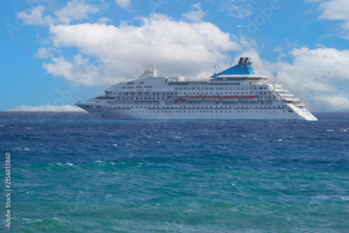 View on cruise liner from Limassol promenade, Cyprus