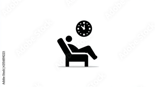 Jet Lag Black Glyph Icon, Sleep Disorder and Time Zone Change Concept