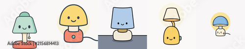 set of vector cute and adorable sleeping lamps