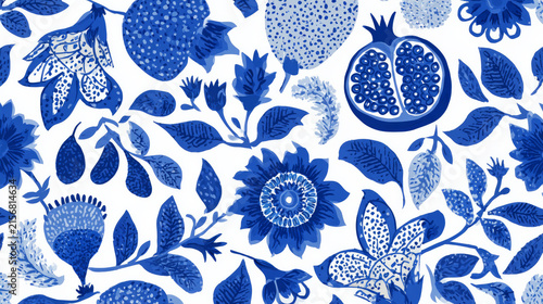 Pomegranate Paisley Seamless Vector Pattern with Ethnic Motifs, Decorative Floral Textile Design