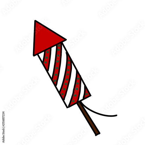 Obraz na płótnie Cute hand drawn Christmas striped firework rocket