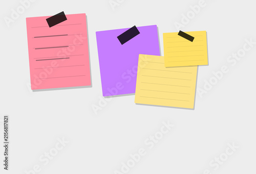 Colorful sticky notes with black tape on top