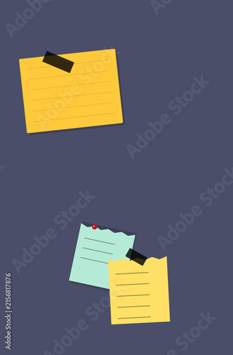 Three sticky notes pinned on a dark blue background