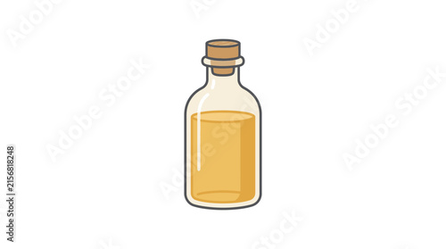 Glass Bottle with Cork Stopper Vector Illustration