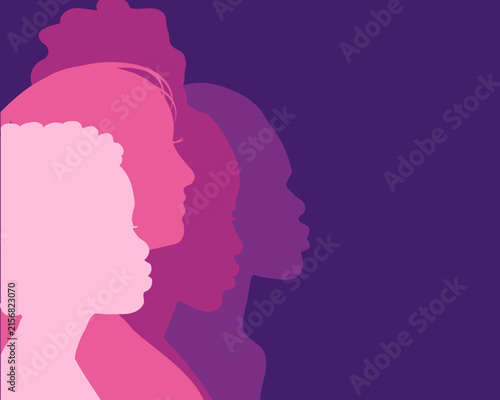 Women silhouettes in pink and purple colors