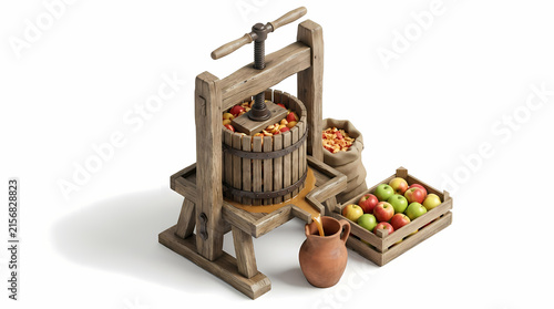 Handcrafted Corn Husk Doll Sitting on a Rustic Wooden Barrel with Autumn Harvest Decorations and Dried Foliage