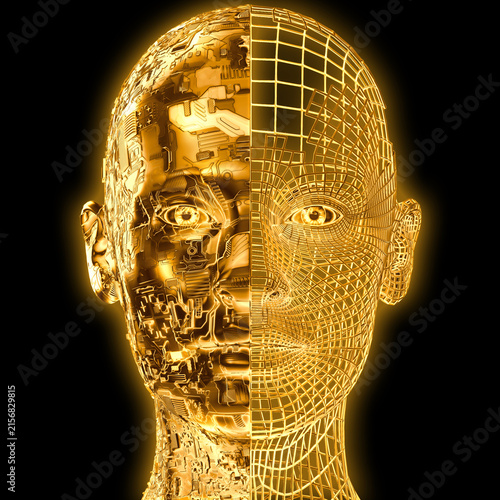 Gesicht technisch und goldfarben