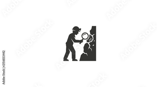 Geologist Examining Rock Icon
