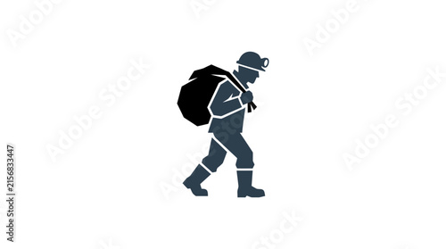 Miner Carrying Sack Vector Illustration