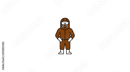 Hazmat Suit Person Flat Vector Icon