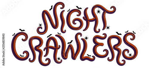 Night Crawlers Halloween text design with spooky tentacle lettering and bats.