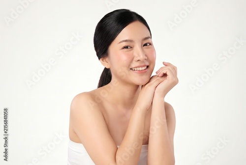 Beautiful Young Asian Woman Smiling with Clean Healthy Skin