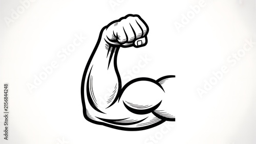 Strong muscular arm showing bicep muscle drawing