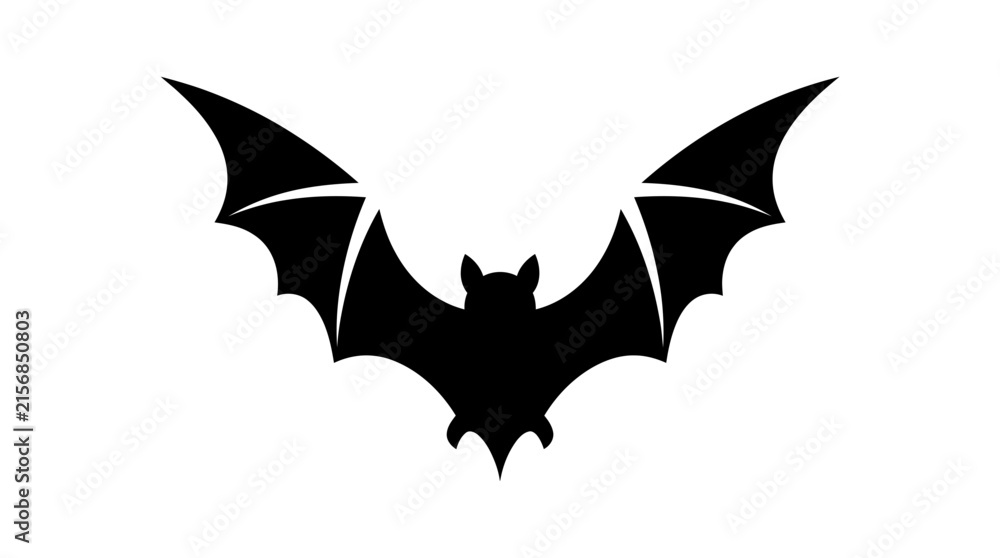 Fototapeta premium Black silhouette of a bat with open wings