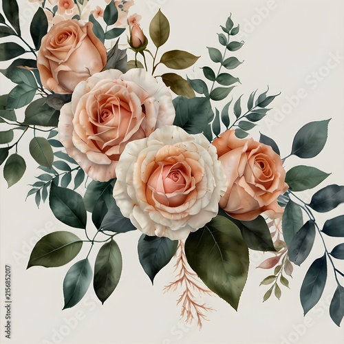 Watercolor Rose Seamless Pattern