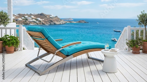 Modern Chaise Lounge with Turquoise Cushions Isolated on White Background for Relaxation
