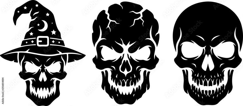 Fototapeta premium Halloween Skull Silhouette Scene