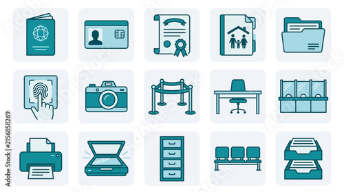 Minimalist Public Services Icon Set Typography Vector Design