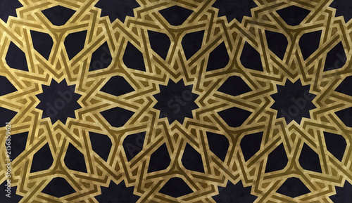 Принти на полотні Islamic decorative pattern with golden artistic texture.