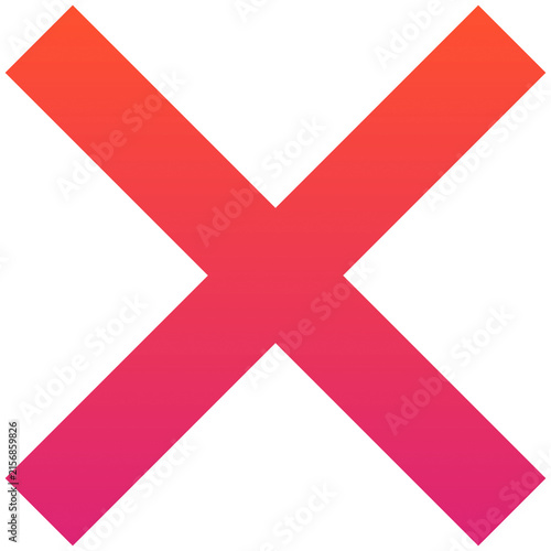Gradient X letter icon, cross mark symbol isolated on white background