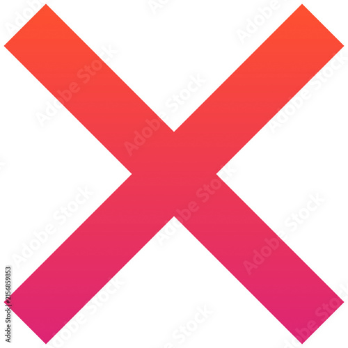 Gradient X letter icon, cross mark symbol isolated on white background
