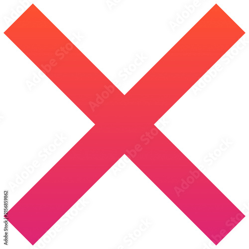 Gradient X letter icon, cross mark symbol isolated on white background