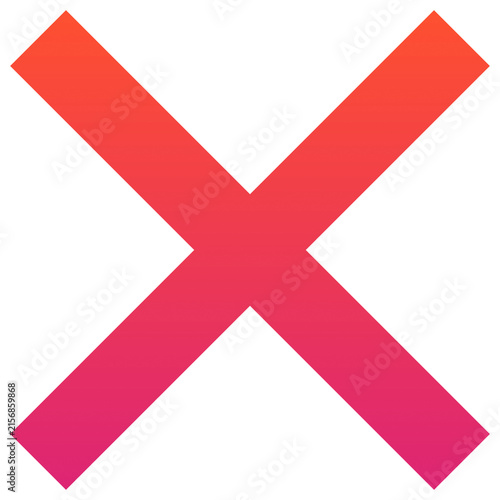 Gradient X letter icon, cross mark symbol isolated on white background