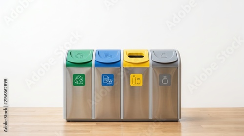Obraz na płótnie Four colored recycling bins