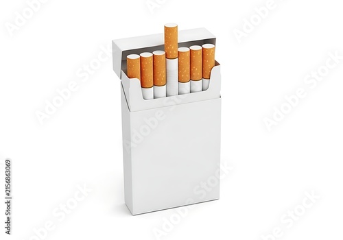 Open pack of cigarettes with blank white box packaging