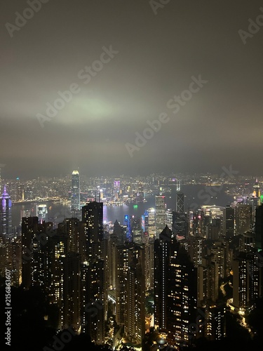 Photography Hong Kong Skyline and Victoria Harbour Illuminated at Night