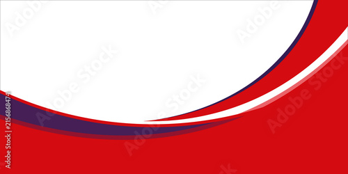 Cuadro en lienzo Abstract background with wavy red and white chevron stripes and a dynamic blue curved accent
