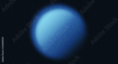 Glowing blue gradient round shape background with grainy noise effect. Abstract poster or wallpaper. Deep blue sphere. Modern futuristic backdrop
