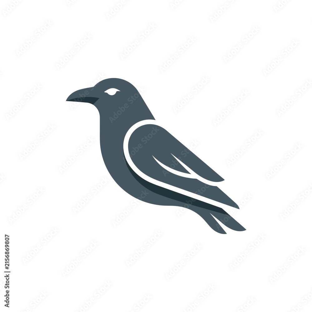 Naklejka premium Black crow or raven bird icon in profile