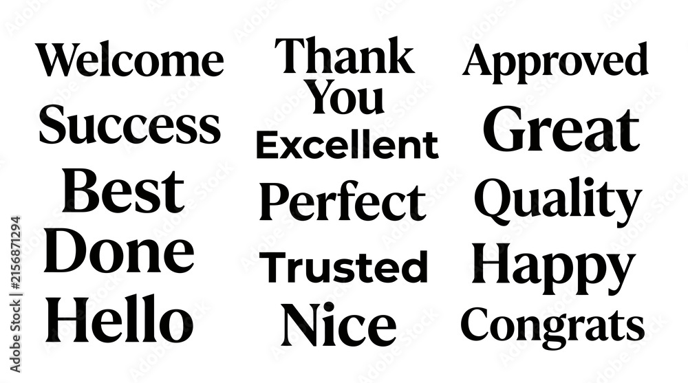 Obraz premium Professional Positive Word and Greeting Typography Collection