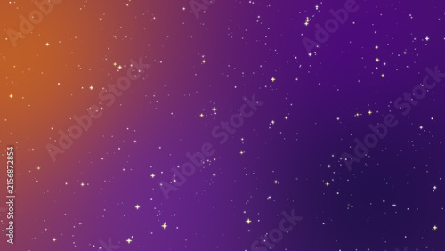 Foto 夕暮れ色のオレンジと紫のグラデーションと輝く星空の背景素材 / Sunset orange and deep purple gradient backgroun